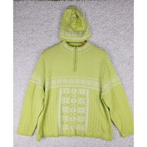 Vintage Coldwater Creek Northern Isles Snowflakes Sweater 1/4 Zip Size 3X W/ Hat